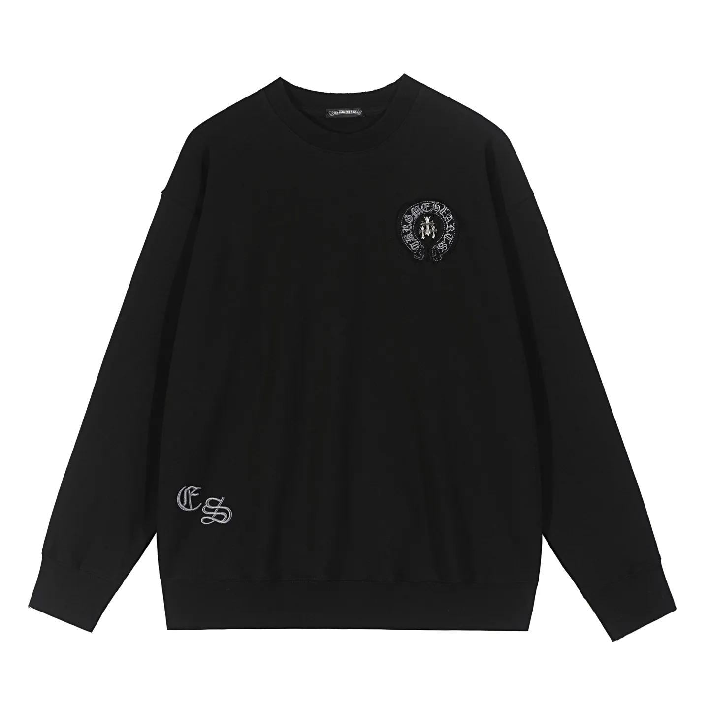 P250 Chrome Hearts Chrome Hearts Metal Patch Cross Crew Neck Sweatshirt Size: SMLXL Color: Black